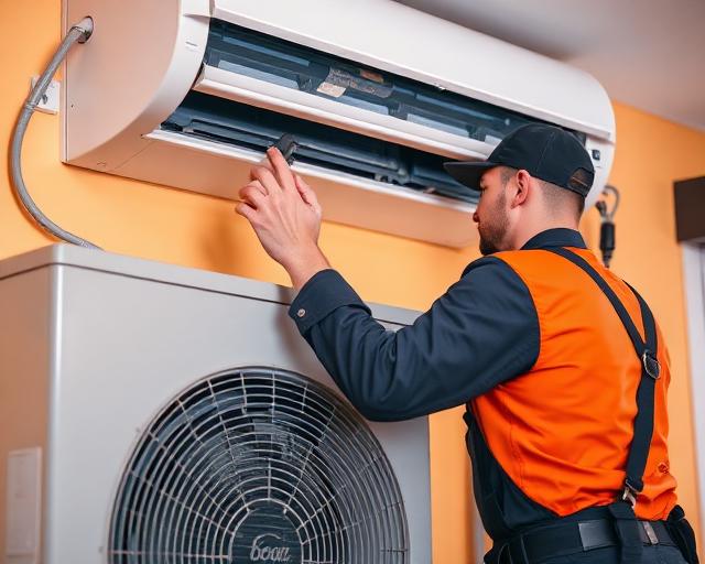 HVAC technician servicing air conditioning