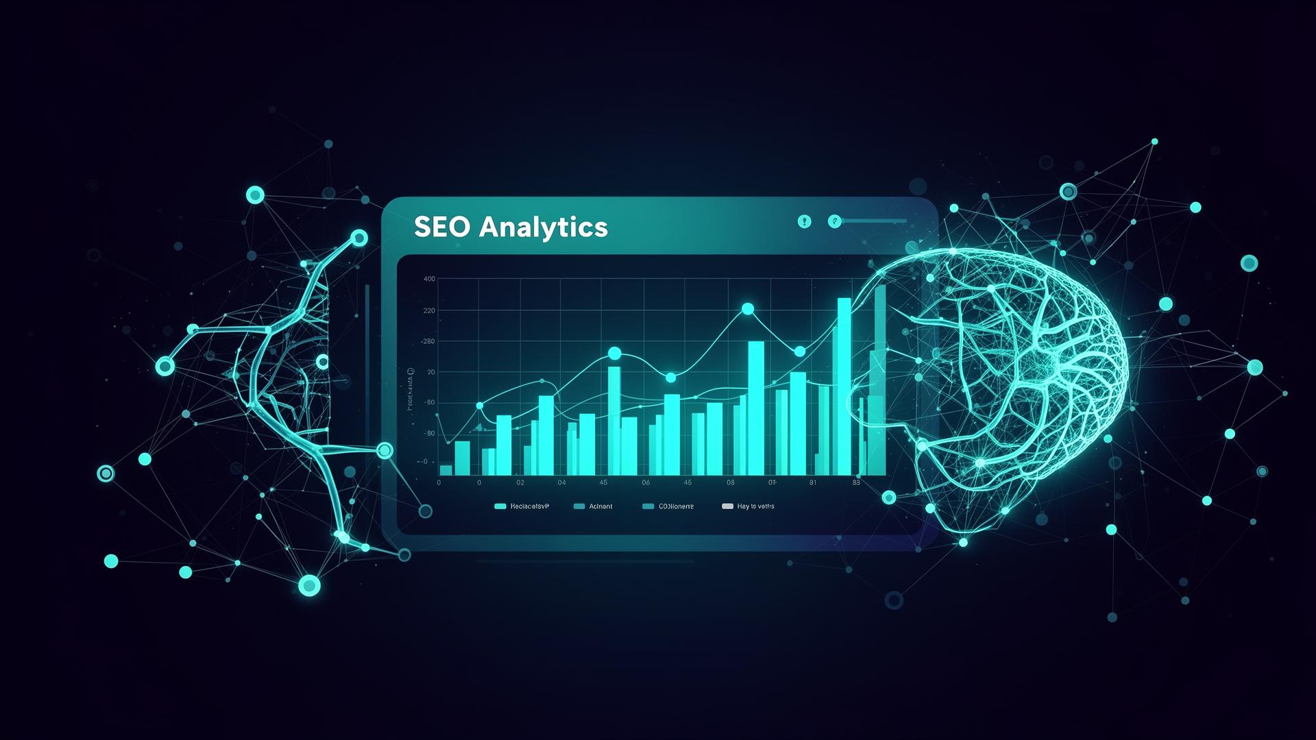 SEO Analytics Dashboard showing AI-powered insights and traffic growth